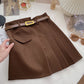 Pleated skirt, irregular, slim, fashionable A-line skirt with belt  5360