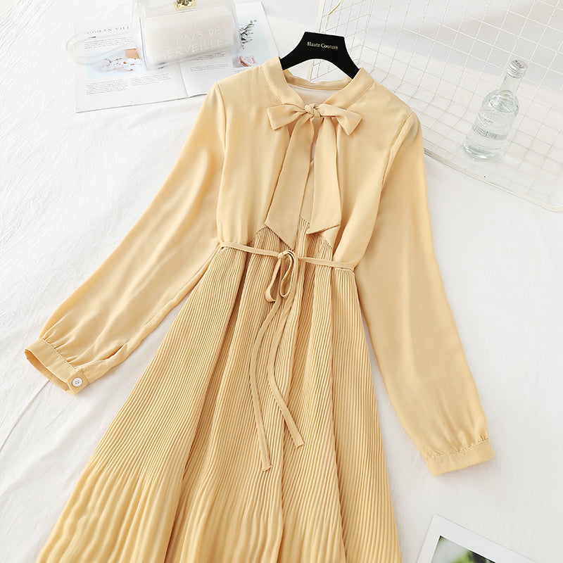 Neuer französischer Retro-Falten-Chiffon-Langrock, lockerer großer Rock 3906