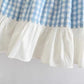 Light blue plaid flounces A-line skirt, summer, high waisted skirt for students  3575