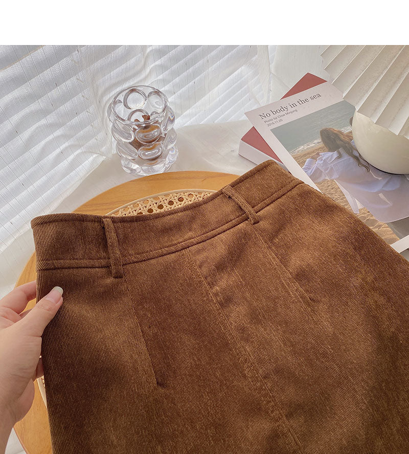 New Korean style Hong Kong style leisure solid color high waist skirt  5430