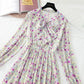 Broken Flower Chiffon pleated skirt with high and thin length over the knee  3878