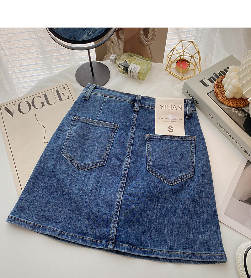 Retro casual denim high waist slim skirt fashion  5401