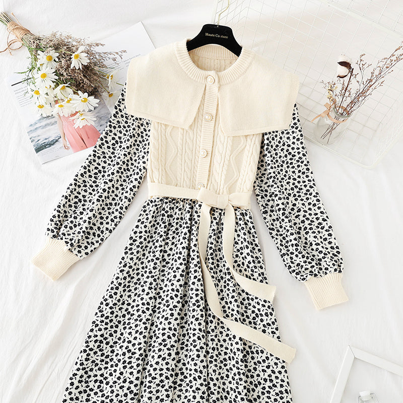Corduroy French Kikyo floral skirt is thin and bottomed  4069