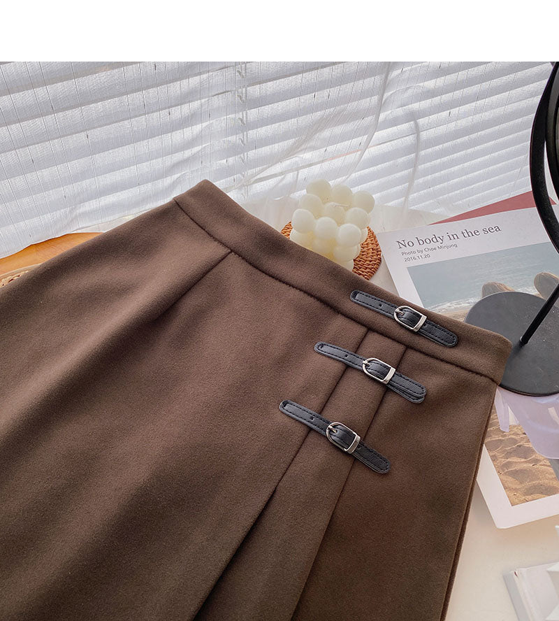 Faltenrock ist dünn, A-Linie mit hoher Taille und vielseitiger kurzer Rock 5422