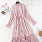 Gentle wind wood ear Chiffon bottomed long skirt temperament  3792