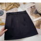 Design: slit wrap hip thin high waist black A-line skirt  5565