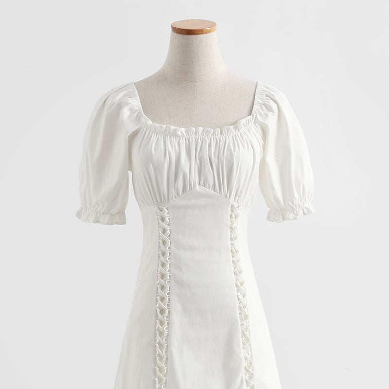 Neues französisches schmales Kleid mit süßem Taillenverschluss 4282