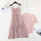 Small fresh sweet broken flower suspender dress  4587