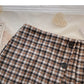 Aging Hong Kong style retro contrast checkered high waist A-line skirt  5475