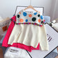 Large lapel color ball sweater aging sweater top  4951
