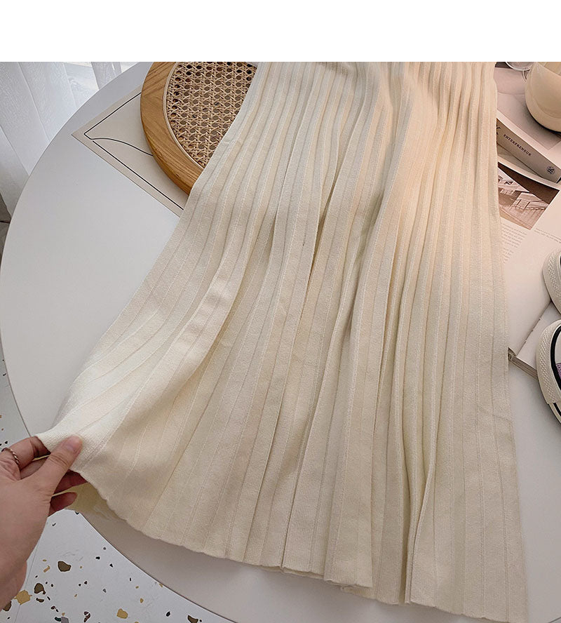 Retro-Modenische A-förmiger Strickrock mit hoher Taille 5756