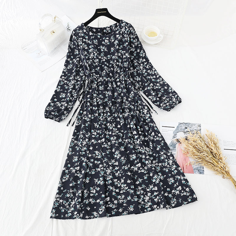 The waist is slim, retro, gentle, wind and snow spinning long skirt  3847