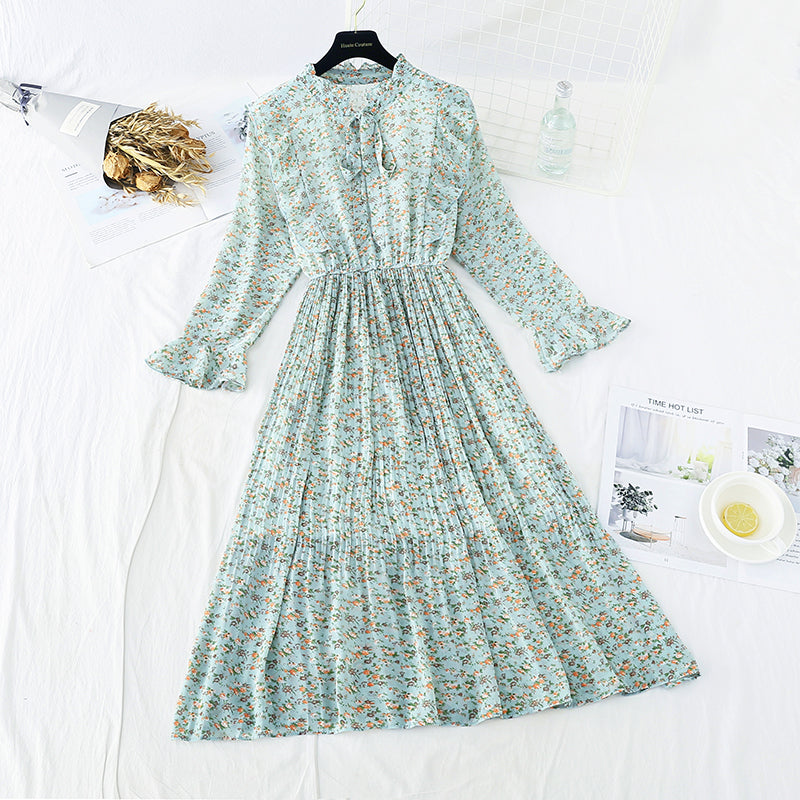 Vintage-Chiffonrock mit schmaler Taille und Rüschenkante 3840
