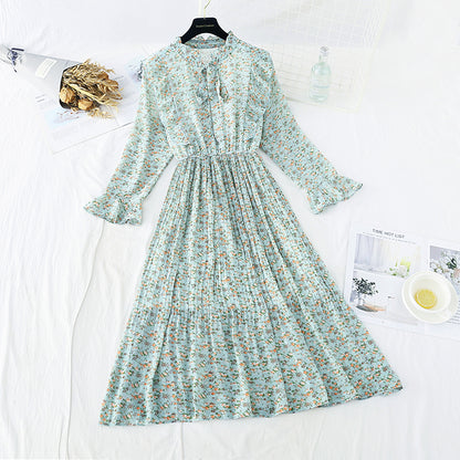 Vintage-Chiffonrock mit schmaler Taille und Rüschenkante 3840