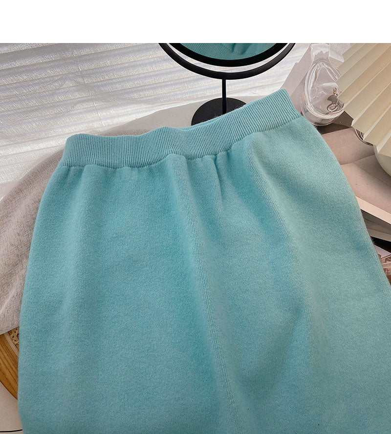 Small man, foreign style, versatile, high waist, back split A-line skirt  5754