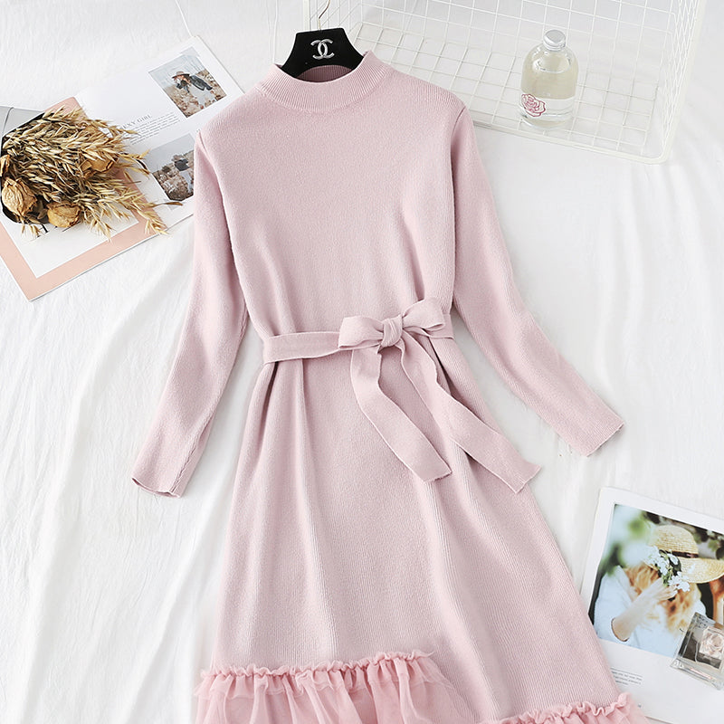 Sweater over the knee, Royal sister style bottom temperament long skirt  3794