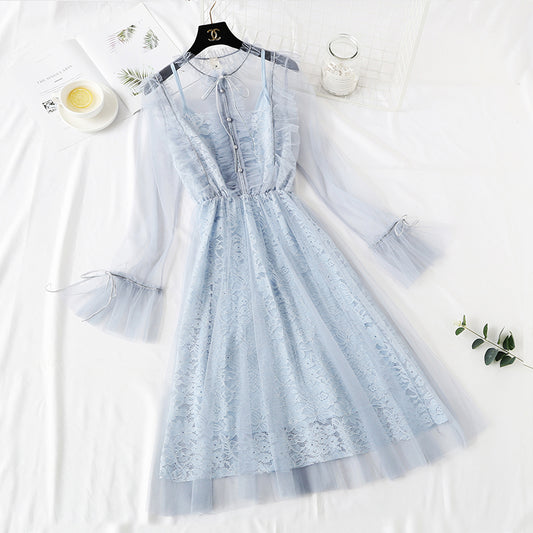 Minority French retro doll dress with lace dress  4324