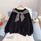 Pullover im College-Stil für Damen, lockerer Pullover Sweater Top 5090