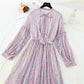 Bow tie Floral Chiffon slim dress  3886