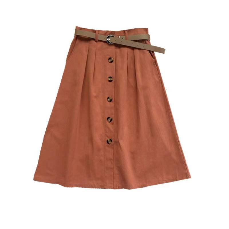 forest high waist A-line skirt, complimentary belt  3681