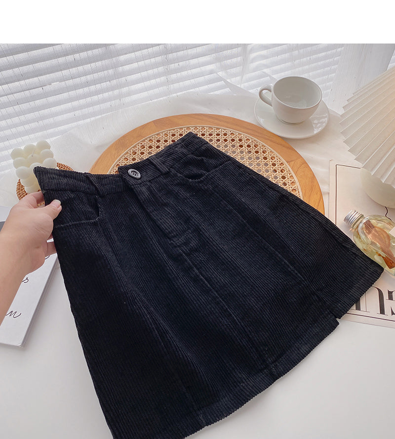 Hüftwickelrock aus Cord mit hoher Taille 5292