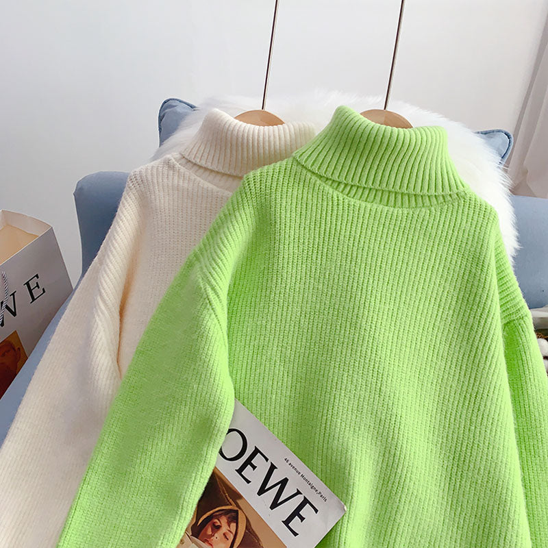 Pull col roulé couleur bonbon pull pull top 5058