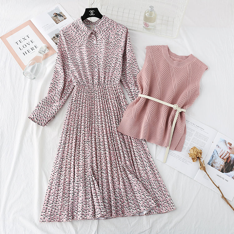 Sweet baby Collar Chiffon Skirt Suit two-piece suit  4011