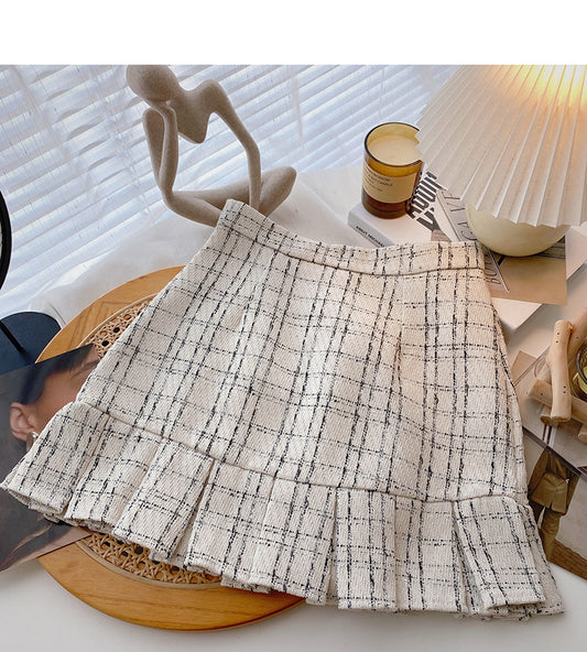 Plaid Design A-line skirt ruffled fishtail high waist skirt  5372