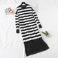 Super locker gestreiftes Strickkleid 4445