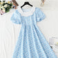 New French bubble sleeve princess skirt length style temperament  4256