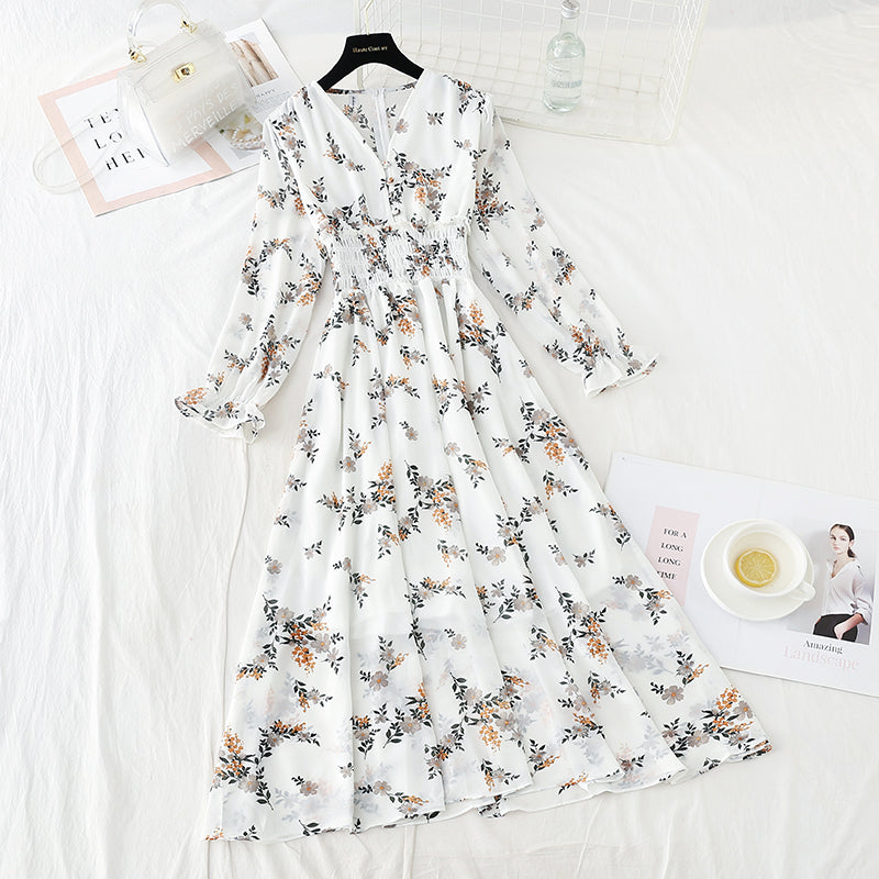 Broken flower pleats with thin Chiffon Skirt  3934