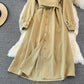 Corduroy bandage single breasted shirt skirt  3762