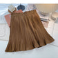 Foreign style solid color pleated high waist A-shaped skirt  5457