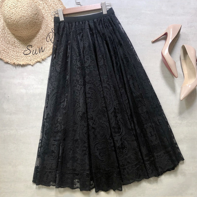 drape feeling show thin big skirt arranged A-line skirt  3694