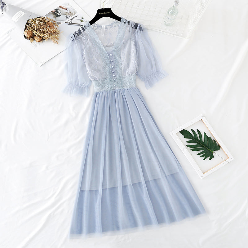 Die neue Taille ist schmal und sanftes Windnetzkleid 4392