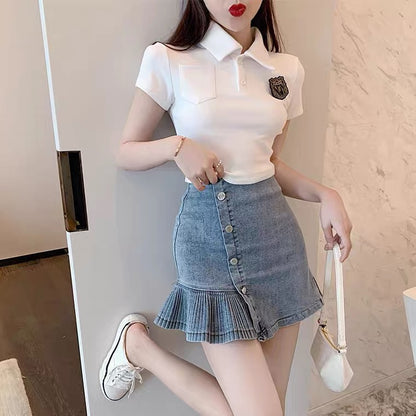 Denim skirt, high-waisted skirt ,mermaid skirt  3644