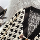 Thousand bird lattice ox horn buckle sweater coat female  4925