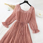 New slim square neck French Chiffon Skirt  3859