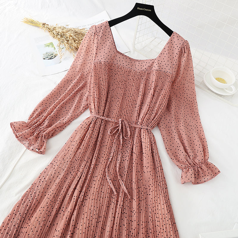 New slim square neck French Chiffon Skirt  3859