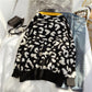 Leopard print foreign style knitted cardigan piecing European goods  5105