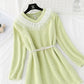 Mink plush fur sweet Ruffle lace stitched bottomed skirt  3953