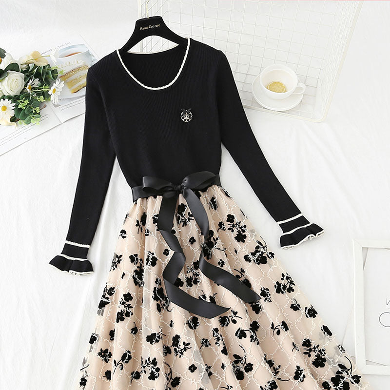 New Knit Skirt with bottomed dress  4414