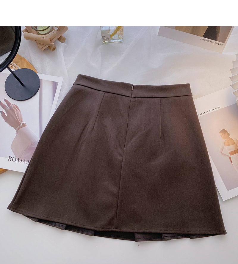 Hong Kong style leisure high waist A-line pleated skirt  5388
