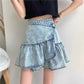 Sweet cool skirt , little skirt, versatile flounces, fashion denim skirt  3553