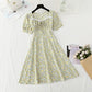 New style gentle wind sweet square collar lace temperament small skirt  4860