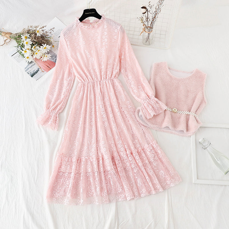 Lace dress light mature temperament skirt children  4067