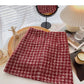 Fake pocket high waist tweed plaid skirt  5383