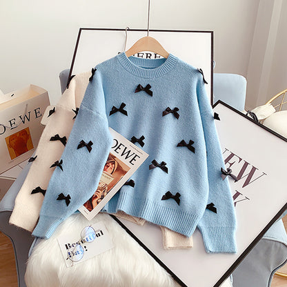 Sanfter Schleifenpullover Pullover Pullover Top 5120