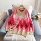 Lazy wind Lingge V-Neck Sweater Korean sweater  5128
