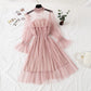 Mesh dress with Beaded long sleeve lace  4307